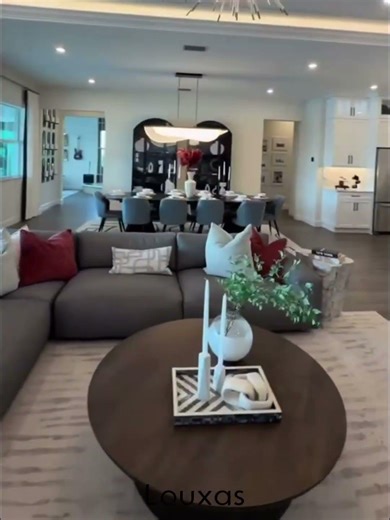 Modern Transitional Home Tour | Open Concept Living and Kitchen Design | Louxas