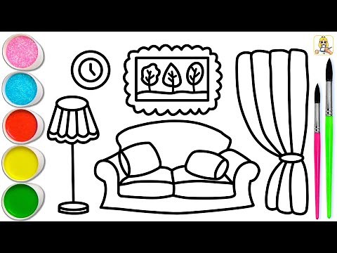 Living Room Drawing Easy | Let's Learn How to Draw a Living Room | Step by Step Drawing
