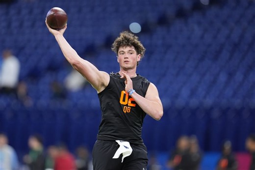 Penn State’s Drew Allar throws at NFL Combine after injury