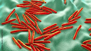 Bacteria Mycobacterium tuberculosis, the causative agent of tuberculosis, 3D animation