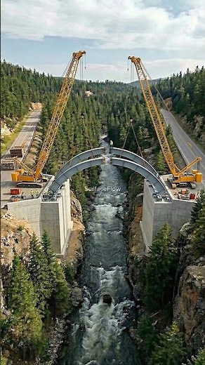 How a Steel Arch Bridge Is Built Over a Canyon | Real Construction Timelapse 🏗️