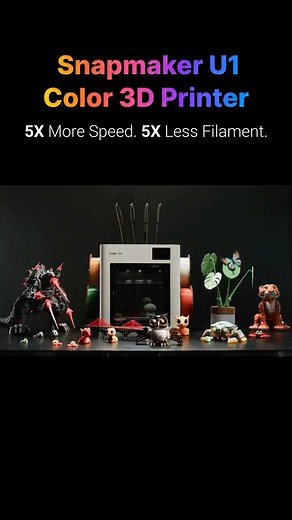 Snapmaker on Instagram: "👋Say hello to Snapmaker U1 Color 3D Printer. Powered by SnapSwap™ for 5X More Speed, 5X Less Waste. 🌀🧵 What Makes #SnapmakerU1 Stand Out: 🔄5s Print Heads Swap – No purging needed! ⚡500 mm/s Max Travel Speed 💥20,000 mm/s² Acceleration For blazing multi-color & multi-material prints!🚀 Explore more via the 🔗 in bio. 🌈Subscribe now to get the latest updates! 👇Tell us what excites you the most? #Snapmaker #3DPrinter #3DPrinting #MakeSomethingColorful #3DModel #Multic