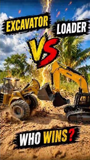 RC Excavator vs Loader 😱 Who wins🔥#rc #excavator #loader #shorts