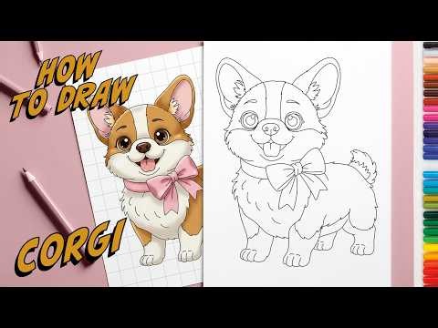 How to draw a whole Corgi dog 🐶 | Easy step by step drawing for kids