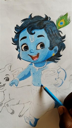 krishna pencil colour drawing | #drawing #art #krishna #radhakrishna