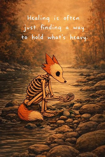 I used to think healing meant dropping everything at once. But some things are too heavy to throw away. So you learn how to hold them without letting them crush you. That’s progress, even if it’s quiet. #healing #quietfox #grief #slowliving #innerwork