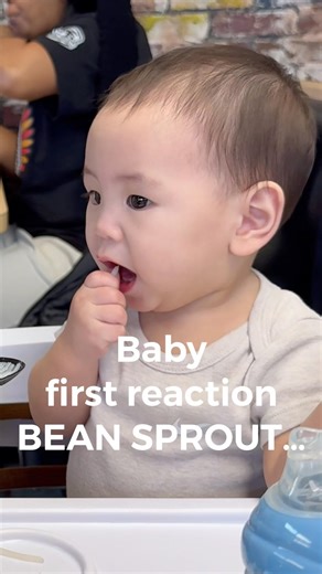 Baby’s honest review of bean sprout 😆 #baby #babyboy #food #babyreaction