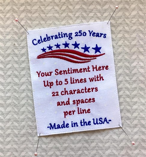 250th Anniversary America Custom Embroidered Quilt Label Commemorative Design Personalized - Etsy