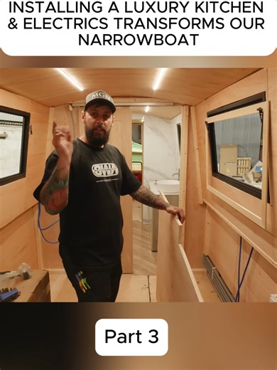 INSTALLING A LUXURY KITCHEN & ELECTRICS TRANSFORMS OUR NARROWBOAT (3)#Renovation #Restoration #DIY #Build #buildersofinsta #Kitchen #Bathroom #Garden