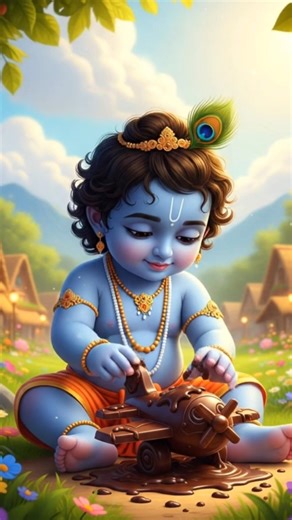 Cute Baby Krishna ChocolatePlane Story | 3D Animated Moral#krishna #viralvideo #cartoon #lordkrishna