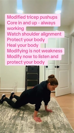 Real Life with Tara | Healing on Instagram: "Workout for mind and body Modify to eventually get stronger Take the modifier now, protect your body Modifying is not a weakness - it’s being smart. #Workout #momlife #fyp #love #viral"