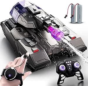 2.4GHZ Remote Control Car Tank,RC Drift Tank with High Power Continuous Shooting Water,Large Water Storage & Lighting,Outdoor RC Gesture Stunt Car with Water Gun for Boys Birthday Ages 8-12.