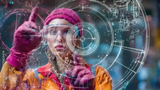 Medium shot of a technician interacting with AI tools that forecast design outcomes optimizing the drafting process for efficiency and precision.