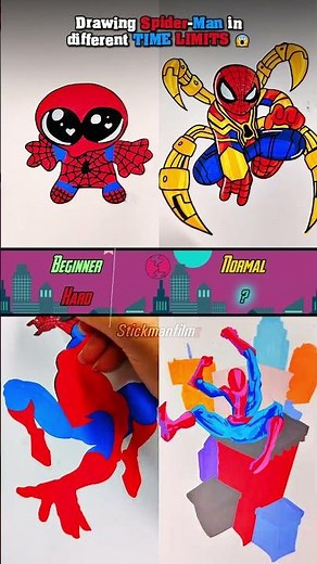 Drawing Spider-Man in Different TIME LIMITS #shorts #spidermanbrandnewday #art