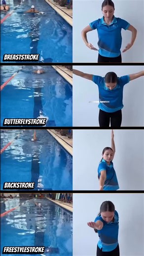 @swimfactorry on Instagram: "🎯 The Secret Behind Each Stroke⚡️: • 🏊 Freestyle: Long bodyline, flutter kick, high elbow catch, and side breathing. • 🔄 Backstroke: Flat body, steady flutter kick, straight arms close to ears, eyes up. • 🐸 Breaststroke: Glide position, outward sweep arms, frog kick, and timing with breath. • 🦋 Butterfly: Strong body undulation, dolphin kick, simultaneous arm pull, and rhythm. 💬 Which stroke is your favorite ? 📸: @aquanautascr"