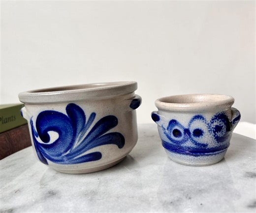 Salt Glaze Crocks German Westerwald Style Set of 2 - Etsy