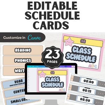 Classroom Schedule Cards, CANVA Editable Visual Timetable for Kids, Toddlers