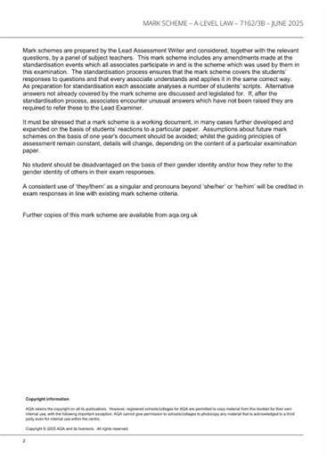 Law Paper 3b 2025 Mark Scheme