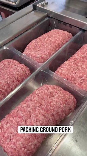We could watch ground pork be packed and sealed all day! #ChicagoMeat #meat #pork #groundpork #meatprocessing #chicago #restaurant | Chicago Meat Authority