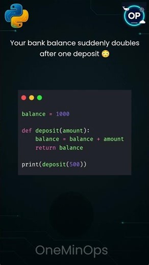 Python Bug: Your Bank Balance Won't Update 😳 #python #learnpython