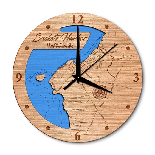 Sackets Harbor, New York 14in Layered Map Clock - Any Lake, Pond, or Reservoir - Unique Home Decor - Etsy