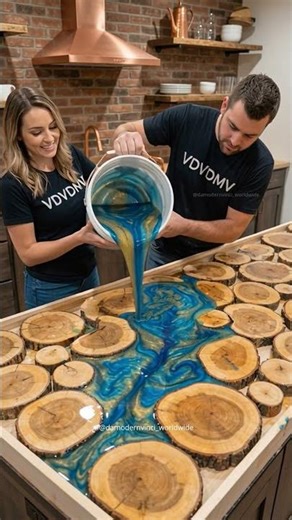 😱 Space-Themed Epoxy Countertop Transformation | Galaxy Epoxy Resin Countertop 🚀 #epoxy #woodwork