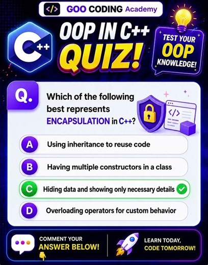 🧠 OOP in C++ MCQ #1 | What is Encapsulation?