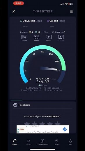 Bell Internet speed Test On WiFi | Giga Hub 4000 | 2025 #shorts #bellinternet