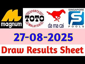 27-08-2024 Today 4D Results Magnum Toto Kuda/Damacai | 4d Result Today | Today 4d Result Live
