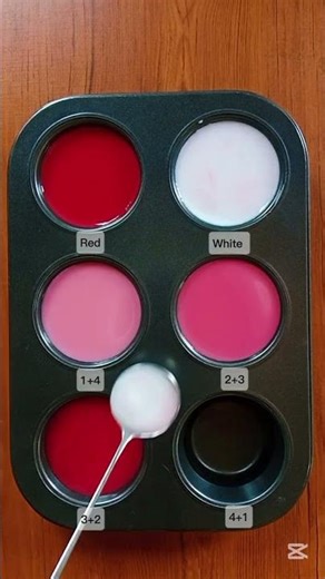 create 4 colors from 2 colors :Red+white #colormixingmagic #colormixing #colors#mixcolor#mix#satisfy