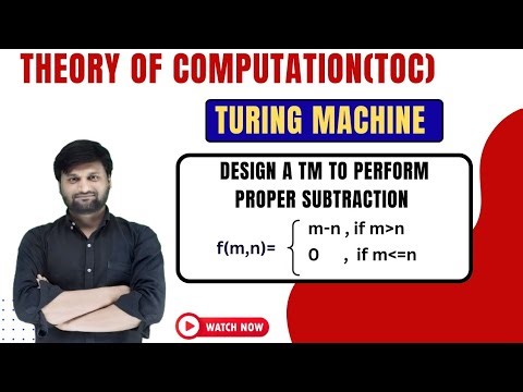 Design a Turing Machine (TM) to perform Proper subtraction of Unary Number |TOC| Solved Example