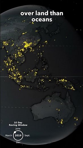 Where does lightning strike most often?