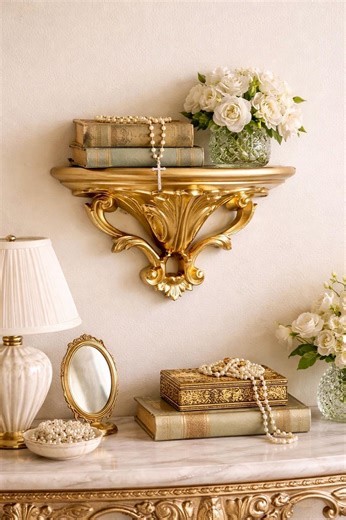Vintage Homco Gold Ornate Wall Shelf | Hollywood Regency Syroco Style Ledge - Etsy