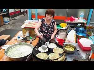 $0.5 Korean Pancake Master, Famous Grandma Chive Pancake, Leek Pancake, Korean street food