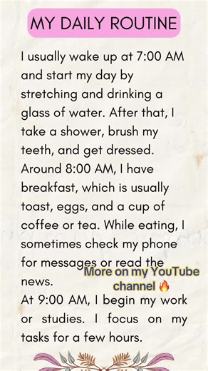 DAILY ROUTINE 🔥 #learnenglish #english #vocabulary #learnenglishthroughstory #englishlanguage