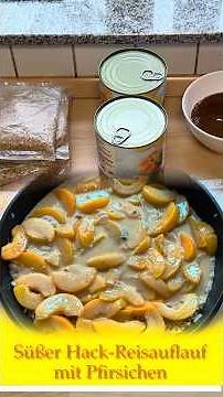 Sweet minced meat rice casserole with peaches - recipe family