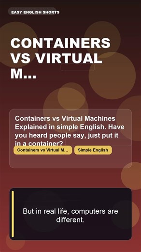 Containers vs Virtual Machines Explained in 30 Seconds | Easy English Shorts