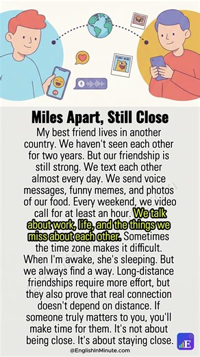 📱💙 Long-Distance Friendships | 1-Minute English Reading (Pre-Intermediate) #learnenglish