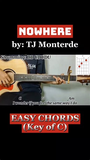 Learn to Play NOWHERE by TJ Monterde on Acoustic Guitar | Easy Tutorial