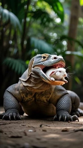 Komodo Dragon Devours Rabbit in Seconds! #animals #shorts #story #adventure #wildlife