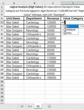 Excel condition formula, ask in interview