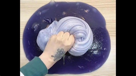 Satisfying Poking And Playing Blue Soft Cloud Slime