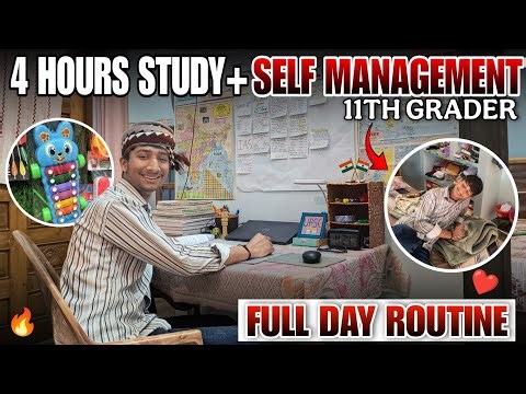 Full day routine vlog of a 11th grader 🔥 | 4 Hours study + Daily life management 📢✨ | #class11th