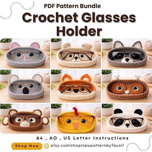 Crochet Glasses Case Pattern Bundle | Animals Eyeglasses Personalized Gift |handmade Amigurumi | Gift for Her | (digital Products) - Etsy