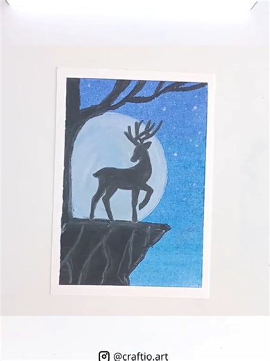 Moonlight Deer: An Easy Oil Pastel Drawing Tutorial