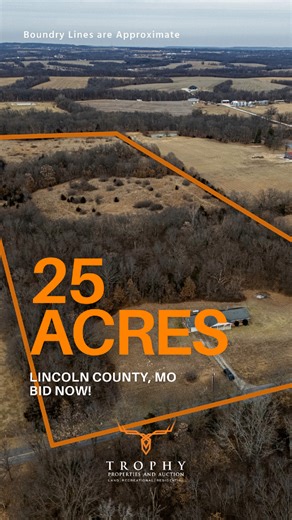Check out this auction for 25 acres in Lincoln County, MO! This exceptional 24.95± acre property in Lincoln County offers the perfect combination of acreage, privacy, and opportunity. Link - https://www.trophypa.com/p/581-Highway-Z-Silex-MO-63377/dmgid_184153367 | Trophy Properties and Auction