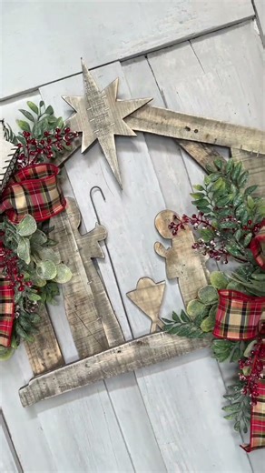 Religious Christmas Wreath Compilation | Nativity Door Hanger, Pink & Gold Nativity Wreath, Church W