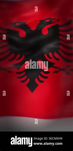 The animation shows the national flag of Albania in 3D. The flag waves gently on the screen. The colors are red and black with an eagle symbol. This animation highlights the national symbol Stock Video Footage - Alamy