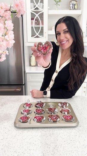 Baking Hack❤️ To easily make heart shaped brownies or cupcakes all you have to do is add 3 small pieces of foil between the cupcake liner and pan to create a heart. Works perfect every time! #bakinghacks #brownies #cupcakes #bakingtips #heartshape #valentinesdessert #easydessert #simpledessert #Valentines day