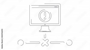 Error for computer network animated linear symbol icon 4K